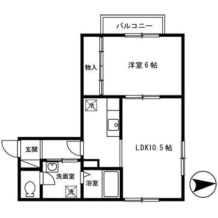 グナンドール九(1LDK/2階)の間取り写真