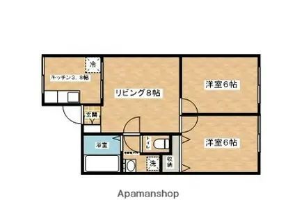 ウエストコーポラスⅠ(3K/1階)の間取り写真