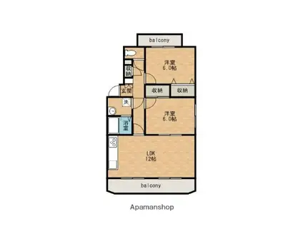 ユーミーマンション藤澤(2LDK/2階)の間取り写真