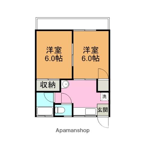 ヤハタビル(2K/2階)の間取り写真