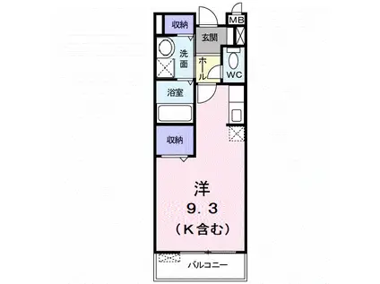 リバーサイド広面(ワンルーム/1階)の間取り写真