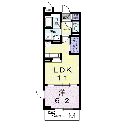 プロムナードⅣ(1LDK/2階)の間取り写真