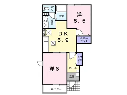 PLEASANT・M(2K/1階)の間取り写真
