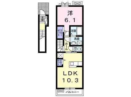 ソレイユ(1LDK/2階)の間取り写真