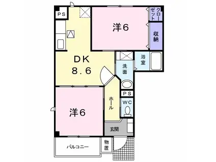 ベルフラワー鳥越(2DK/1階)の間取り写真