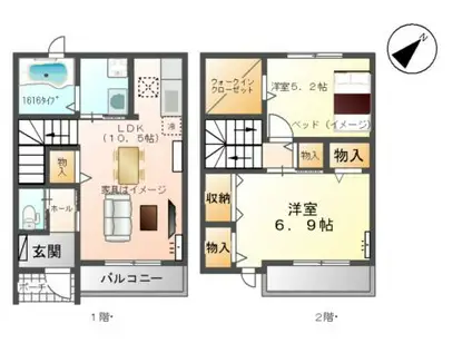 ルミエール桜木(2LDK/1階)の間取り写真