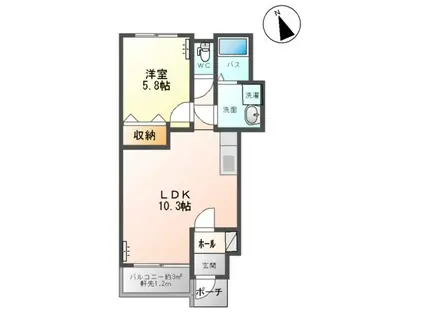 アーバン21Ⅱ(1LDK/1階)の間取り写真