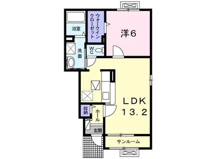 ヌーベルコートKⅢ(1LDK/1階)の間取り写真