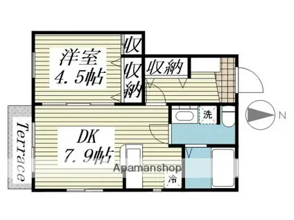 ディアコート鷹乃杜(1DK/1階)の間取り写真