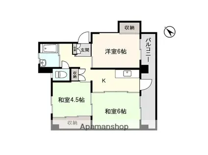 アシスト第2秋田マンション(3K/3階)の間取り写真
