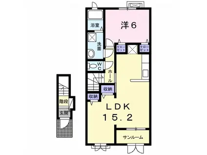 メゾンガーデンⅠ(1LDK/2階)の間取り写真