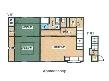 奥羽本線 秋田駅 バス乗車時間:14分 高野一区バス停で下車 徒歩5分 2階建 築41年(2LDK)の間取り写真