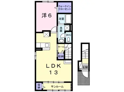 ルトンセランⅤ(1LDK/2階)の間取り写真