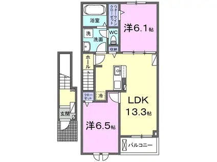 ベル エポックN(2LDK/2階)の間取り写真