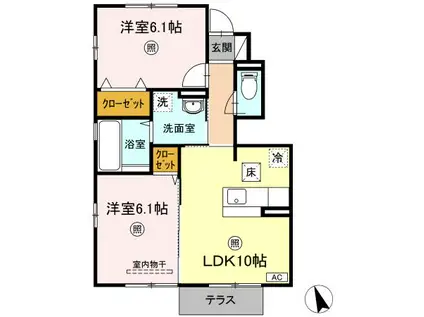 UNITY Α(2LDK/1階)の間取り写真