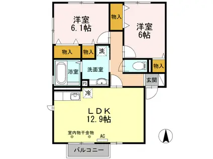 アルカンシェル A(2LDK/2階)の間取り写真