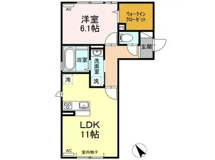 セジュールシスバトー(1LDK/1階)の間取り写真