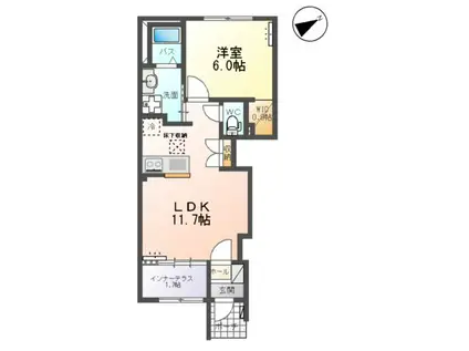 ルミエールⅡ(1LDK/1階)の間取り写真