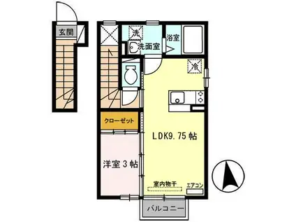 ヴェールメゾン(1LDK/2階)の間取り写真