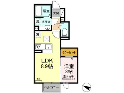 ノヴァ ソレイユ(1LDK/1階)の間取り写真