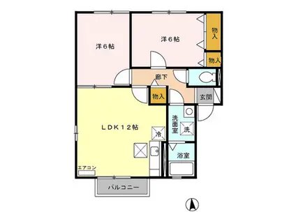 クレーネ東(2LDK/1階)の間取り写真