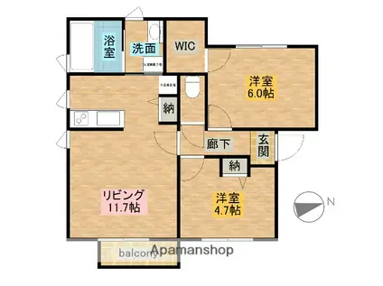 プリマパレス(2LDK/2階)の間取り写真