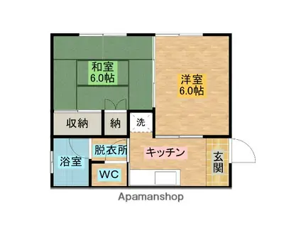 静栄荘(2K/1階)の間取り写真