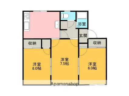 セジュール梨苑A(3DK/2階)の間取り写真