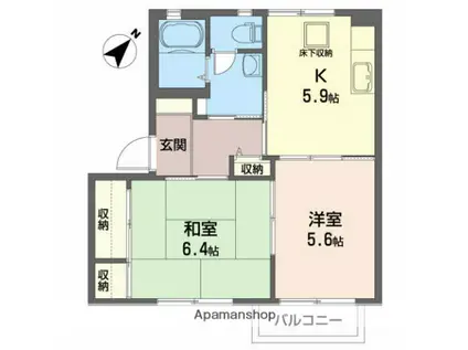 ブルーレトワール(2K/1階)の間取り写真