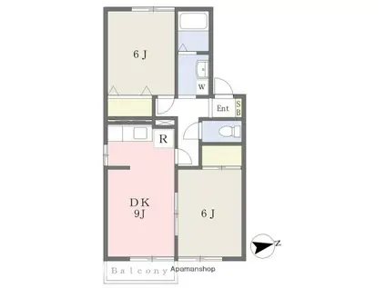 セジュールROSE(2DK/2階)の間取り写真