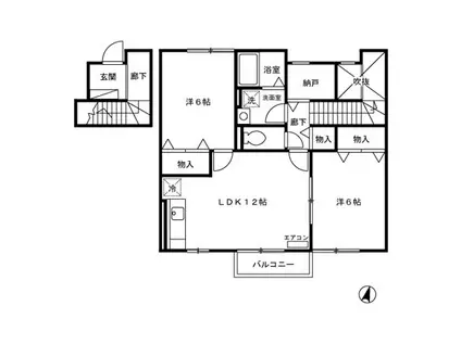 セジュールウェルカム(2LDK/2階)の間取り写真