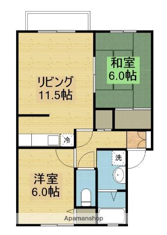 コートヴィレッジ後城(2LDK/2階)の間取り写真