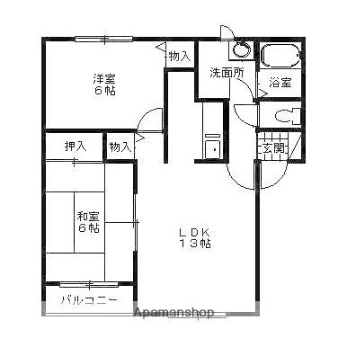 レーヴハイセレール(2LDK/1階)の間取り写真