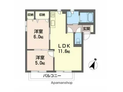 マーボヌール桜A(2LDK/1階)の間取り写真