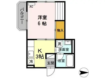 川の辺ハイツ(1K/2階)の間取り写真