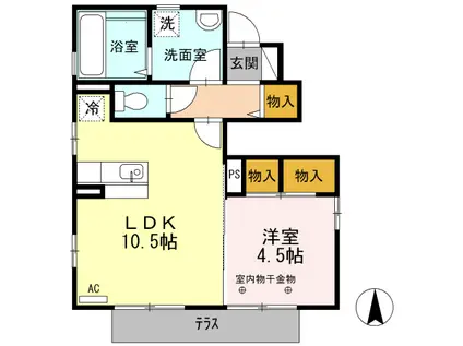 ディアコートASKA(1LDK/1階)の間取り写真