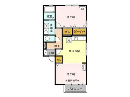ウィル旭(2DK/1階)の間取り写真