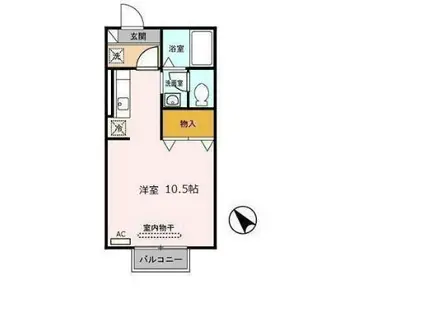 セジュールセードル A(ワンルーム/2階)の間取り写真