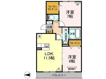 ブレジオぴあ(2LDK/1階)の間取り写真