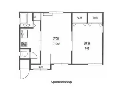 男鹿線 土崎駅 徒歩17分 1階建 築46年(2K)の間取り写真