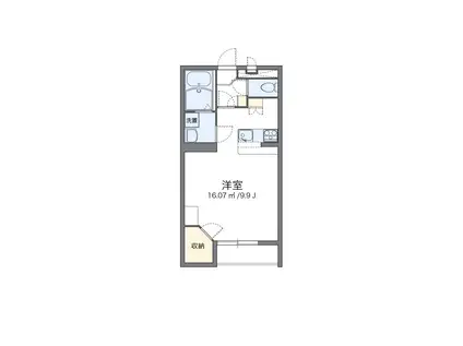 レオパレス御所野(1K/1階)の間取り写真