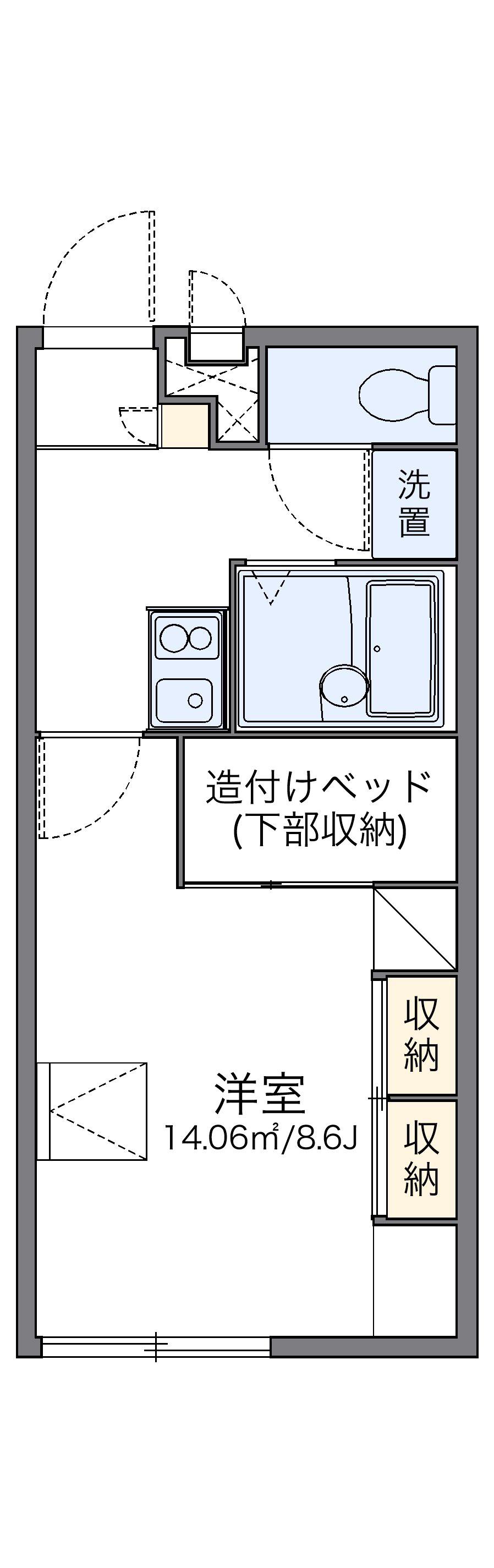 レオパレスウェル(1K/2階)の間取り写真