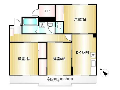 ヌーベルヴィエ(3DK/3階)の間取り写真