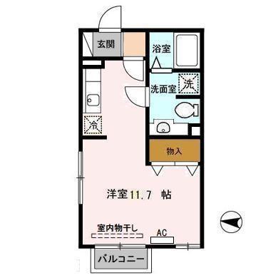コスミオンセブン(ワンルーム/2階)の間取り写真