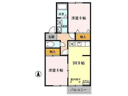 カーサ向山(2DK/2階)の間取り写真