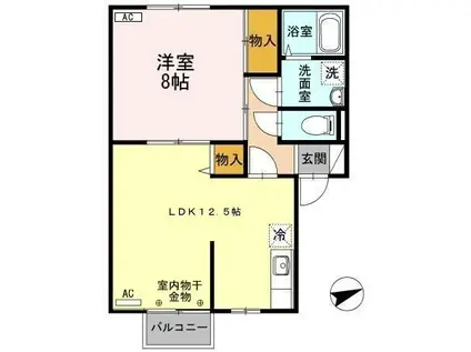 ハイツコザクラ(1LDK/1階)の間取り写真