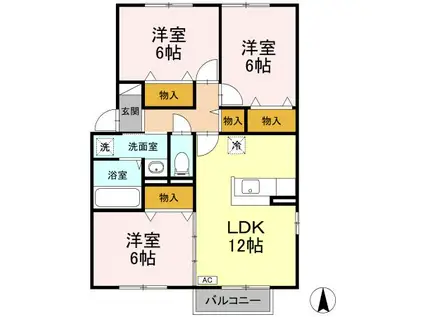 ルピナ山王A(3LDK/2階)の間取り写真