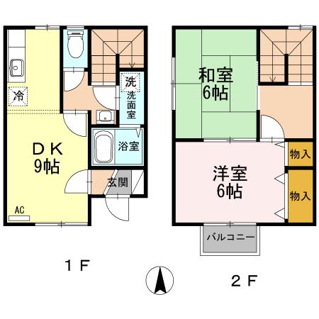 セジュール山手台 C(2DK)の間取り写真