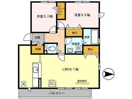 PURE-FIRST蓮沼(2LDK/3階)の間取り写真