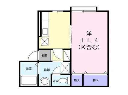 AQUA楢山A棟(ワンルーム/1階)の間取り写真